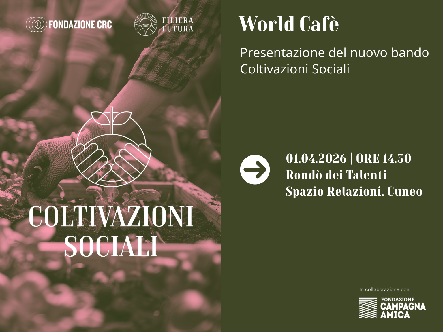 World Café di presentazione del bando Coltivazioni sociali a Cuneo