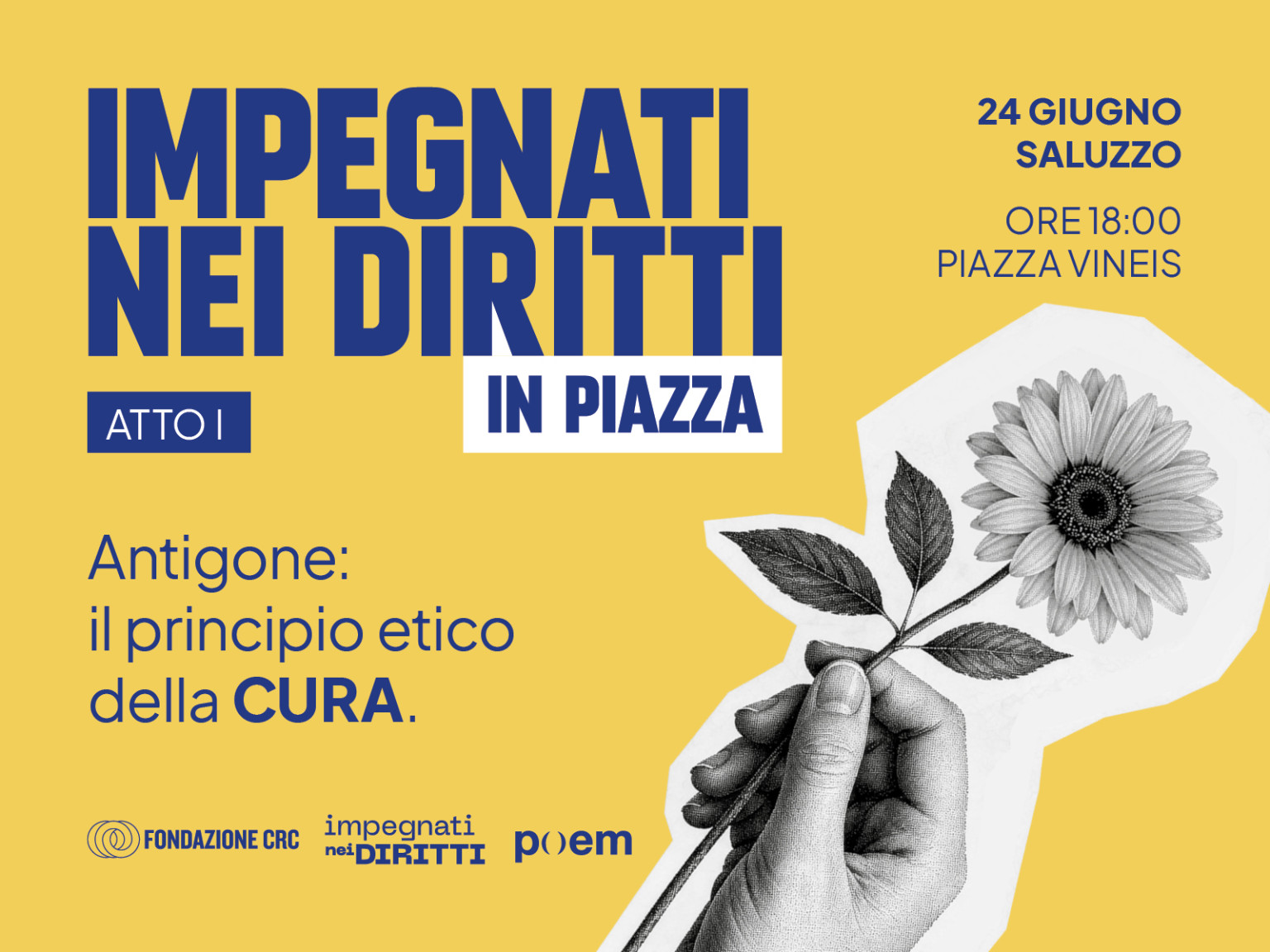 Impegnati nei diritti in piazza a Saluzzo: Antigone il principio etico della cura